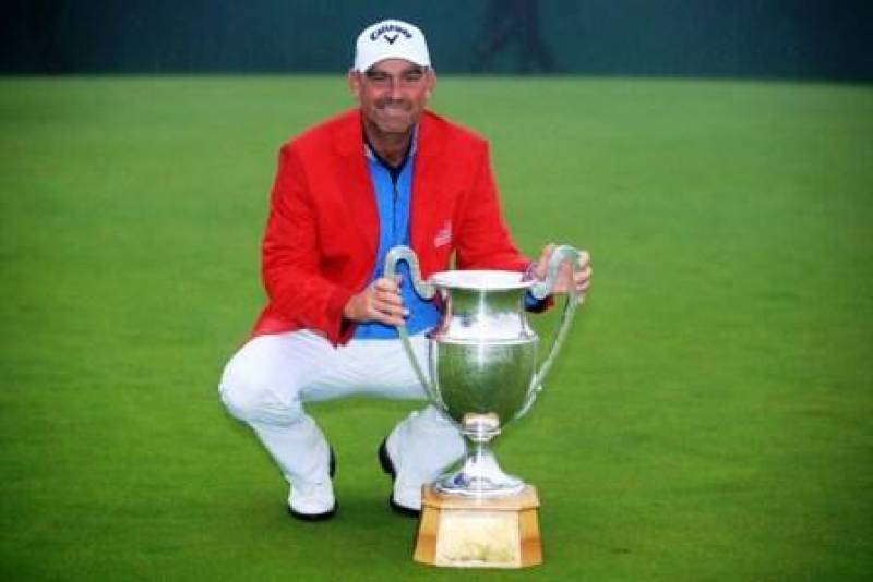 Thomas Bjorn with the Omega European Masters Trophy