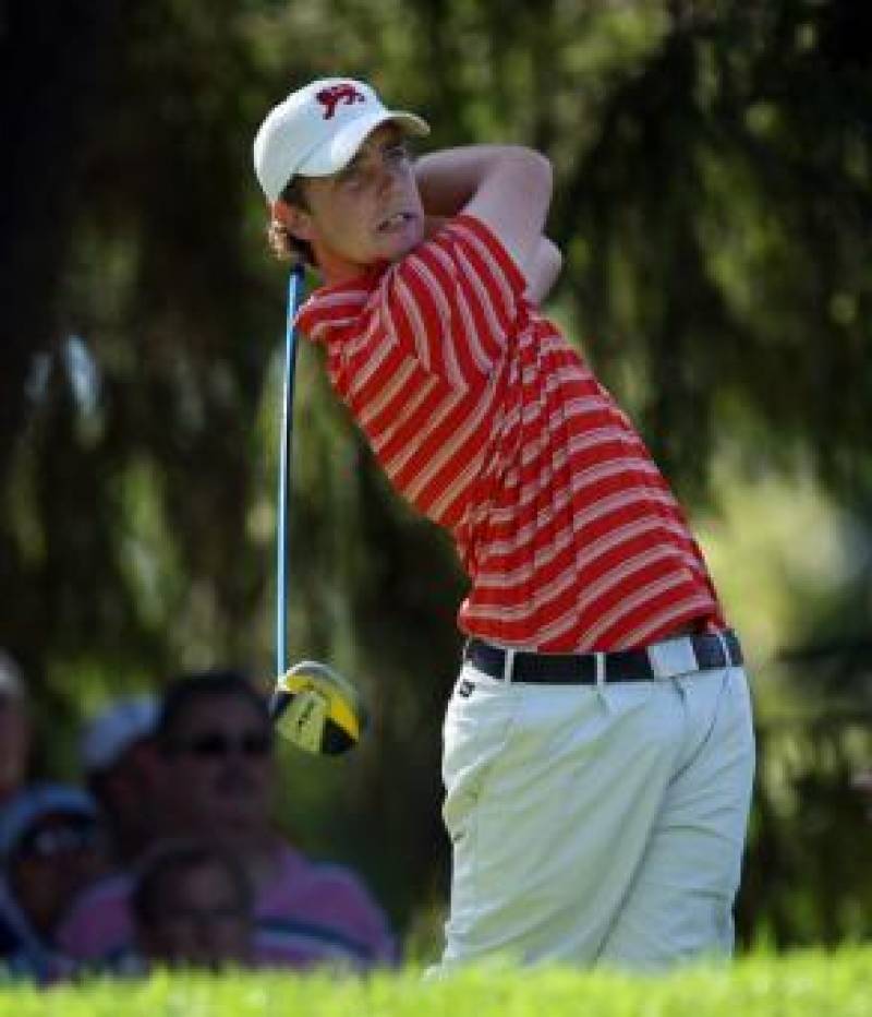 Amateur sensation Tommy Fleetwood teeing off in the Walker Cup