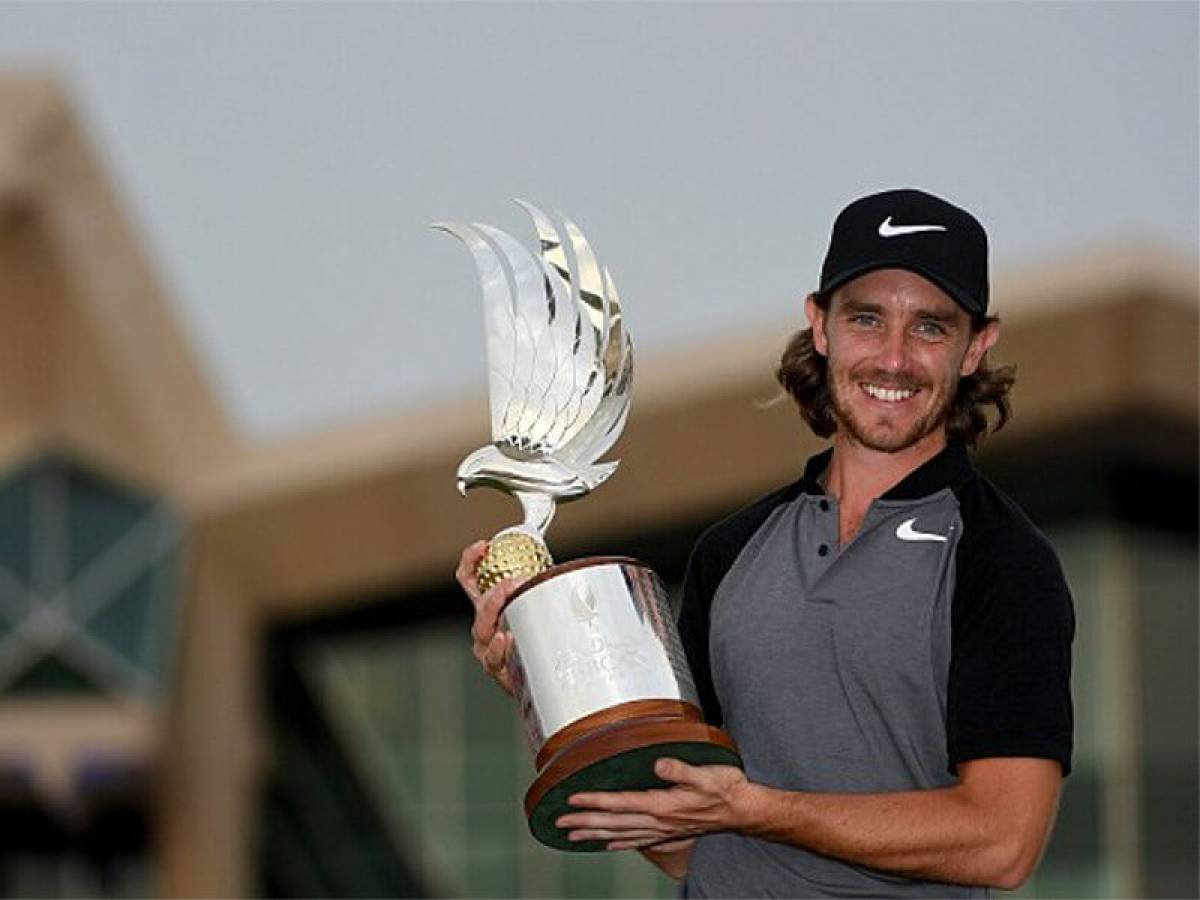 Tommy with the 2017 HSBC Abu Dhabi Championship trophy